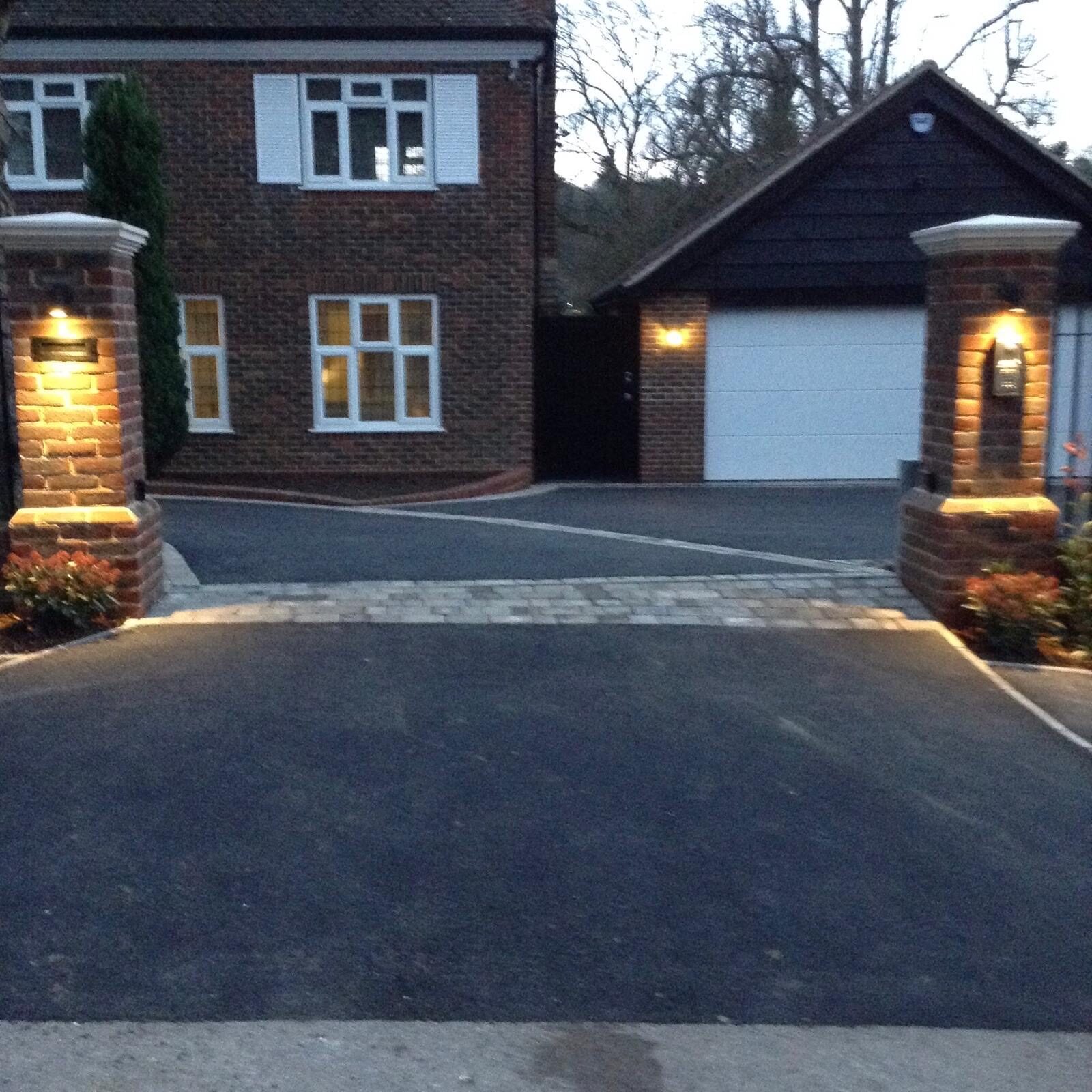 Block paving driveway in the sun in Surrey