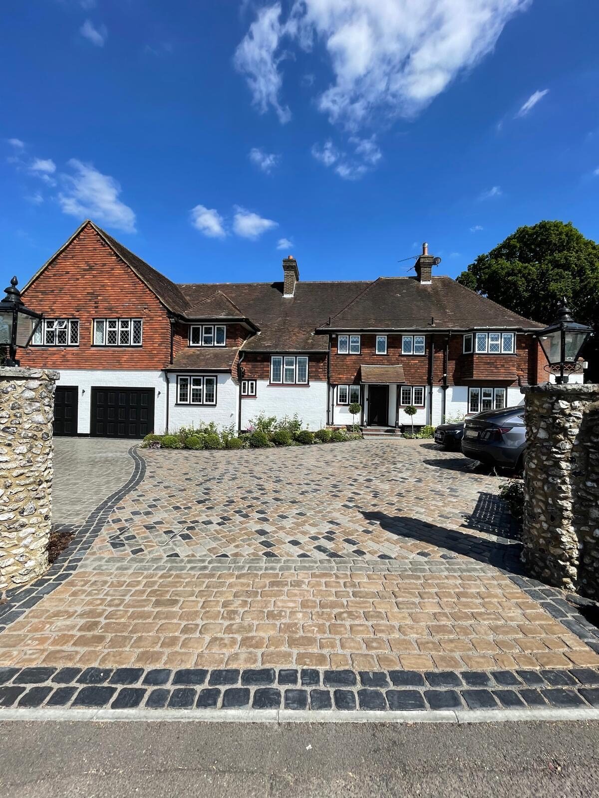 Wide block paving driveway in Surrey