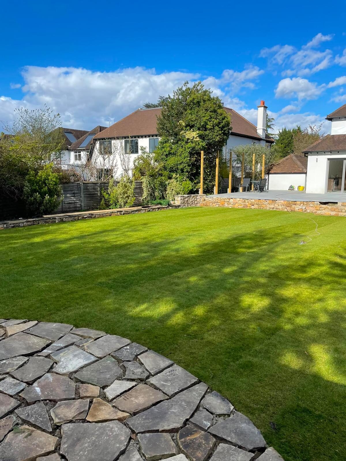 Landscaped garden with new lawn in Surrey