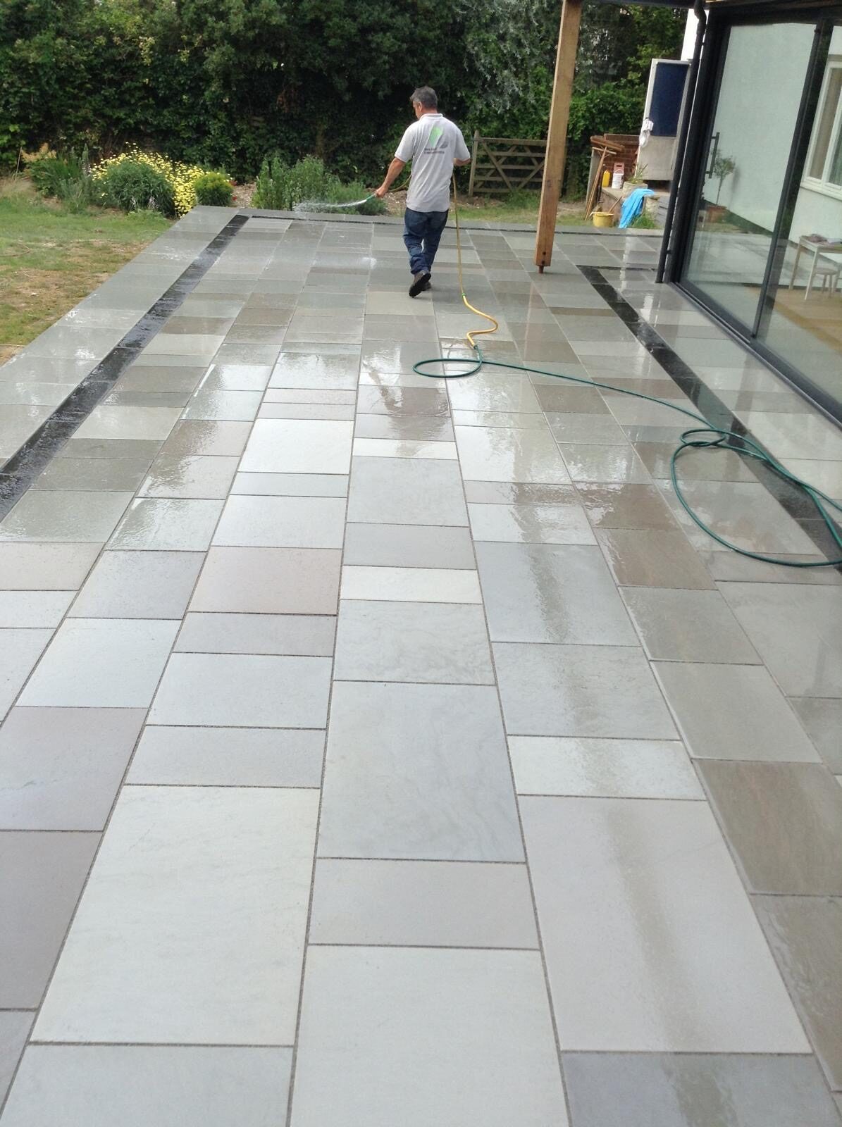 Grey porcelain patio paving in Surrey