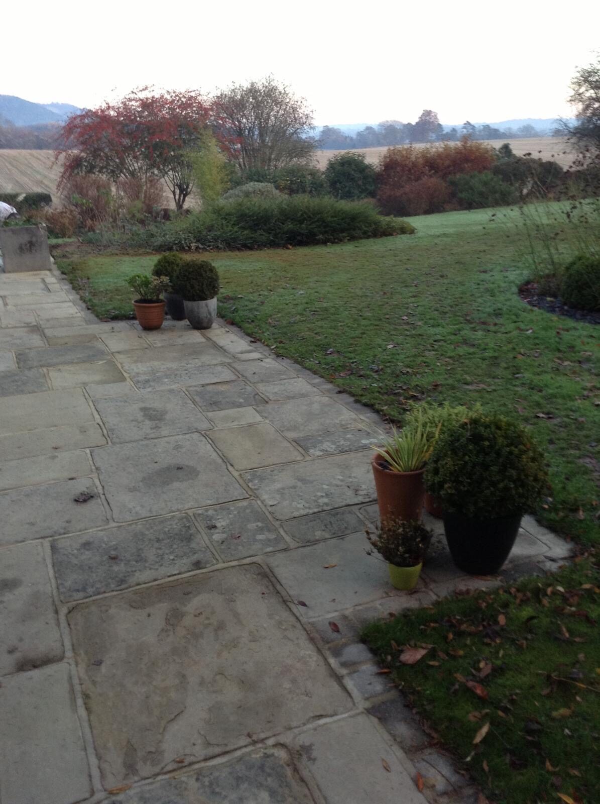 Sandstone garden patio in Surrey