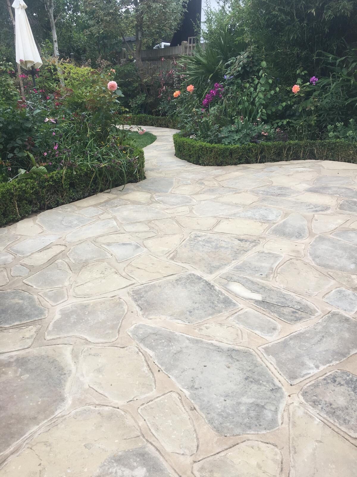 Large sandstone patio in Surrey